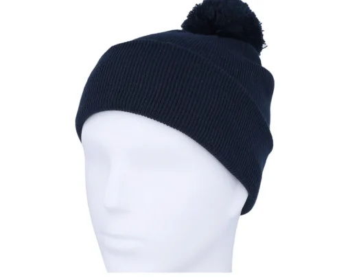 Pom Beanies | Blank Beanies-Beechfield Kids French Navy Junior Pom - Blue