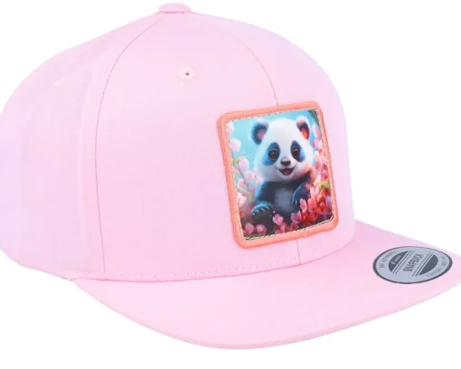 Kids-Kiddo Cap Kids Happy Panda Snapback - Pink