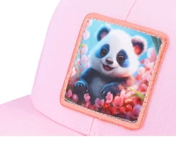 Kids-Kiddo Cap Kids Happy Panda Snapback - Pink