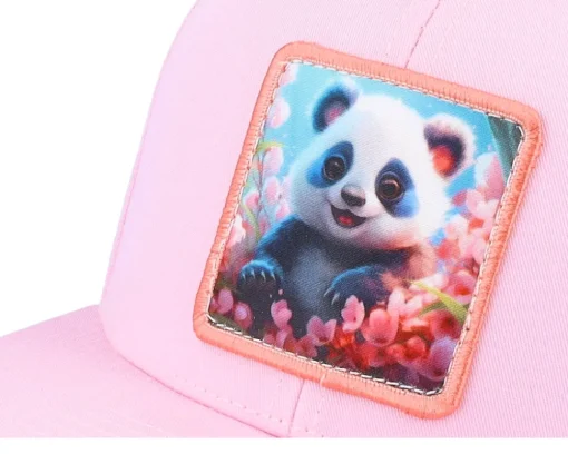 Kids-Kiddo Cap Kids Happy Panda Snapback - Pink
