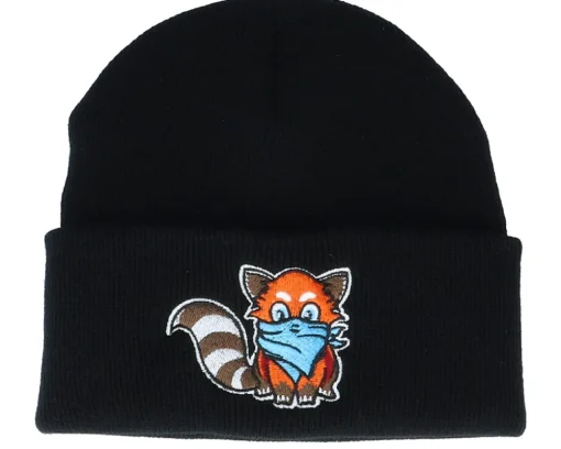 Cuff Beanies-Kiddo Cap Kids Hatsie The Red Panda Black Beanie -