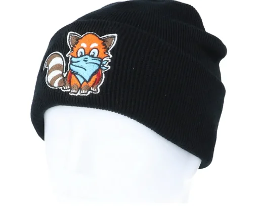 Cuff Beanies-Kiddo Cap Kids Hatsie The Red Panda Black Beanie -