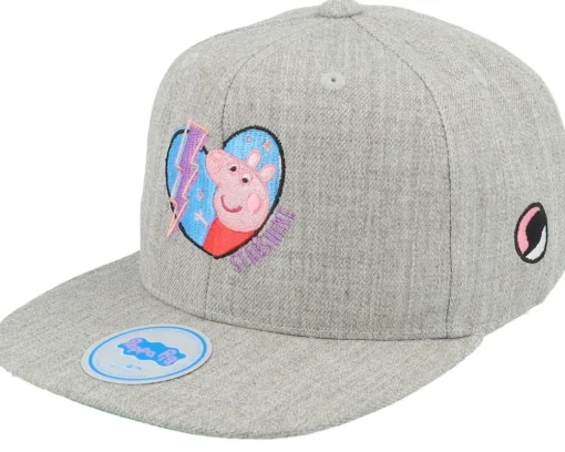 Kids-Peppa Pig Kids Heather Grey Starshine Heart Snapback -