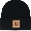 Cuff Beanies-Kiddo Cap Kids K Letter Patch Black Cuff -