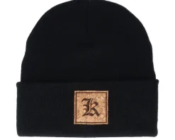 Cuff Beanies-Kiddo Cap Kids K Letter Patch Black Cuff -