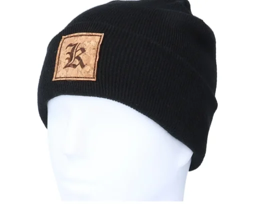 Cuff Beanies-Kiddo Cap Kids K Letter Patch Black Cuff -