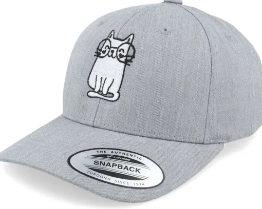 Adjustable | Kids-Kiddo Cap Kids Little Cat With Glasses Grey Adjustable -
