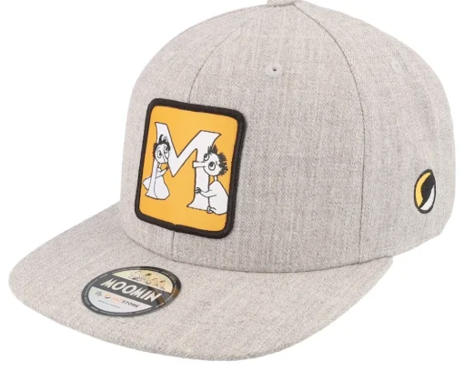 Snapback-Moomin Kids Alphabet - H Heather Snapback - Grey