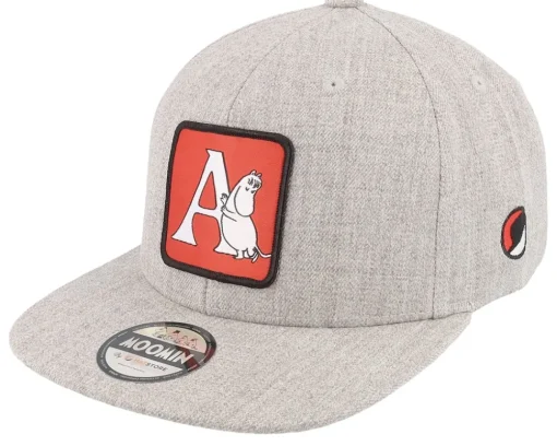 Snapback-Moomin Kids Alphabet - H Heather Snapback - Grey