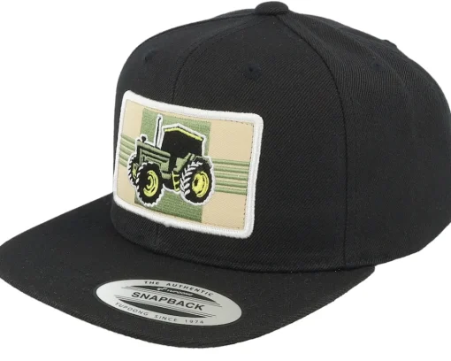 Hot Kiddo Cap Kids Old Tractor Big Patch Snapback - Black