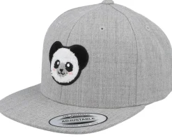 Snapback | Kids-Kiddo Cap Kids Panda Chenille Patch Heather Grey Snapback -