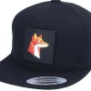 Kids-Kiddo Cap Kids Paper Fox Patch Black Snapback -