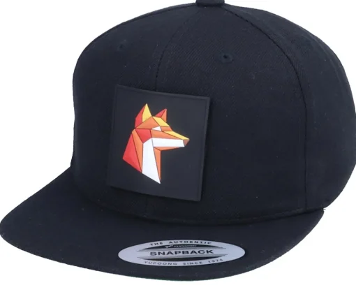 Kids-Kiddo Cap Kids Paper Fox Patch Black Snapback -