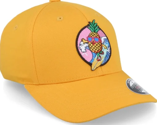 Best Kiddo Cap Kids Pineapple Surfer Summer Yellow Flexfit -