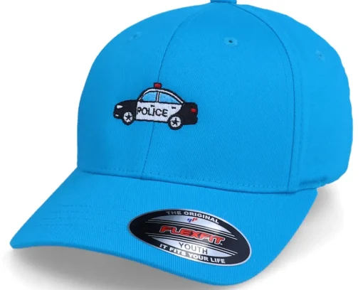 Sale Kiddo Cap Kids Police Car Sky Blue Flexfit -