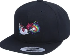 Sale Unicorns Kids Rainbow Farting Unicorn Black Snapback -