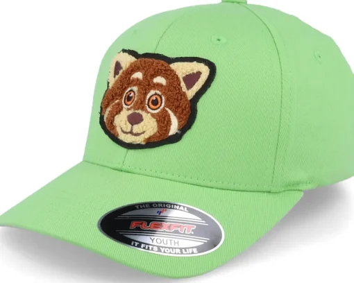 Kids-Kiddo Cap Kids Red Panda Chenille Patch Apple Green Flexfit -