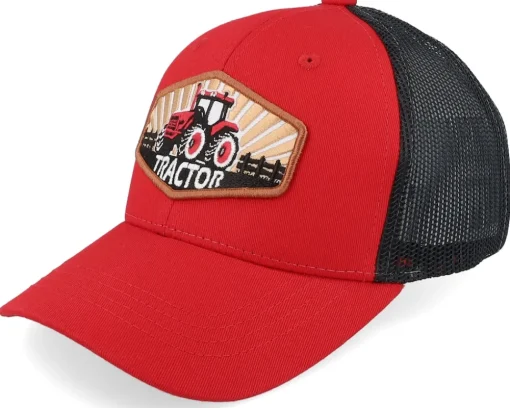 Kids-Kiddo Cap Kids Red Tractor Wide Patch Scarlet/Black Trucker -