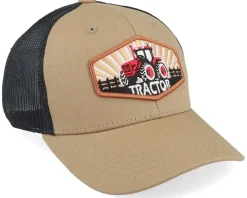 Kids-Kiddo Cap Kids Red Tractor Wide Patch Caramel/Black Trucker -