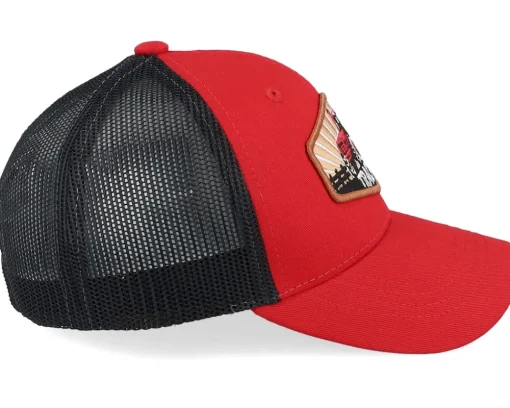 Kids-Kiddo Cap Kids Red Tractor Wide Patch Scarlet/Black Trucker -