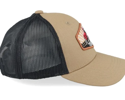 Kids-Kiddo Cap Kids Red Tractor Wide Patch Caramel/Black Trucker -