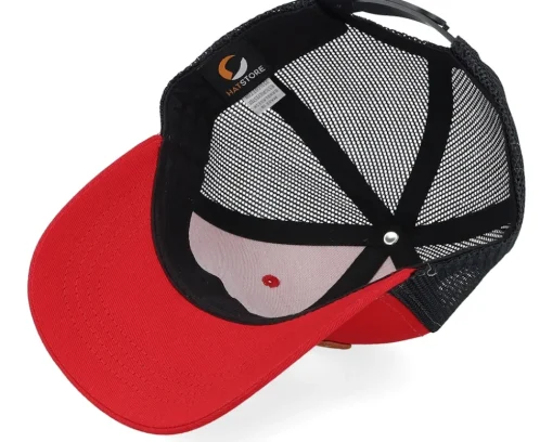 Kids-Kiddo Cap Kids Red Tractor Wide Patch Scarlet/Black Trucker -