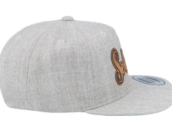 Hot Kiddo Cap Kids Selma Engraved Patch Heather Snapback - Grey