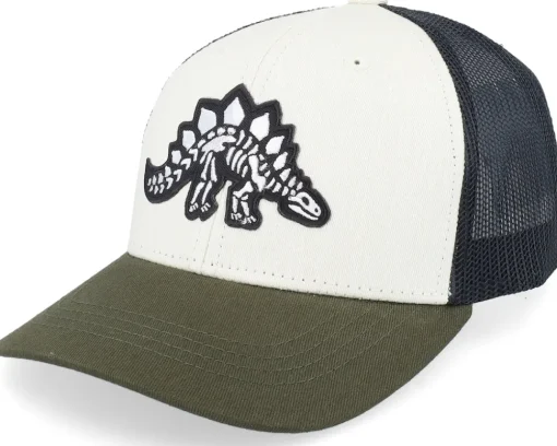 Kids-Kiddo Cap Kids Stegosaurus Skeleton Ivory/Black/Dark Mesh -