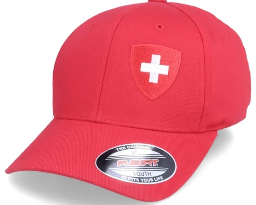 Online Forza Kids Switzerland Flag Shield Red Flexfit -