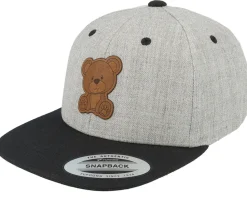 Snapback | Kids-Kiddo Cap Kids Teddy Bear Engraved Patch Heather Grey/Black -