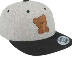 Snapback | Kids-Kiddo Cap Kids Teddy Bear Engraved Patch Heather Grey/Black -