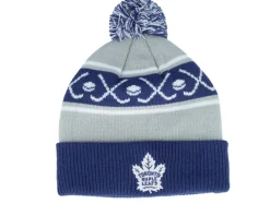 Pom Beanies | Kids-Outerstuff Kids Toronto Maple Leafs Face-off Cuff Beanie Blue/Grey Pom - Grey, Blue