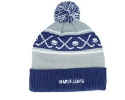 Pom Beanies | Kids-Outerstuff Kids Toronto Maple Leafs Face-off Cuff Beanie Blue/Grey Pom - Grey, Blue