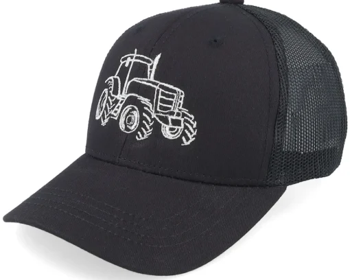 Trucker-Kiddo Cap Kids Tractor Outline Black/Black Trucker -