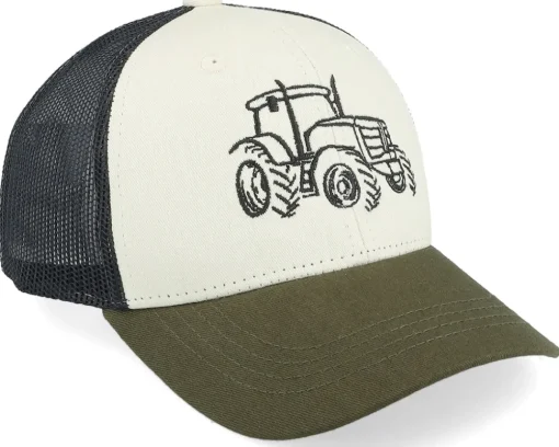 New Kiddo Cap Kids Tractor Outline Ivory/Black/Dark Mash Trucker -