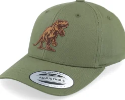 Adjustable-Kiddo Cap Kids T-rex Dino Brown Patch Olive Adjustable -