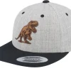 Kids-Kiddo Cap Kids T-rex Dino Brown Patch Heather Grey/Black Snapback -
