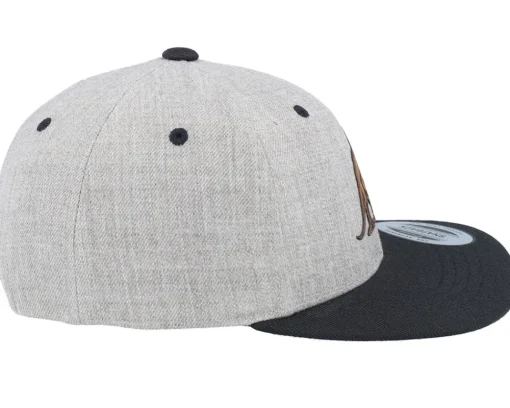 Kids-Kiddo Cap Kids T-rex Dino Brown Patch Heather Grey/Black Snapback -