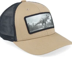 Kids-Kiddo Cap Kids T-rex Dino Caramel/Black Trucker - Beige