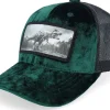 Trucker | Kids-Calza Pennello Kids T-rex Dino Patch Velvet /Black Trucker - Green