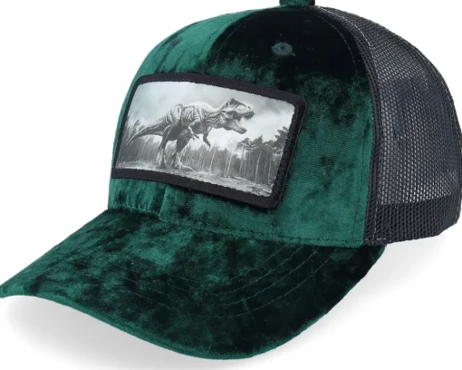 Trucker | Kids-Calza Pennello Kids T-rex Dino Patch Velvet /Black Trucker - Green