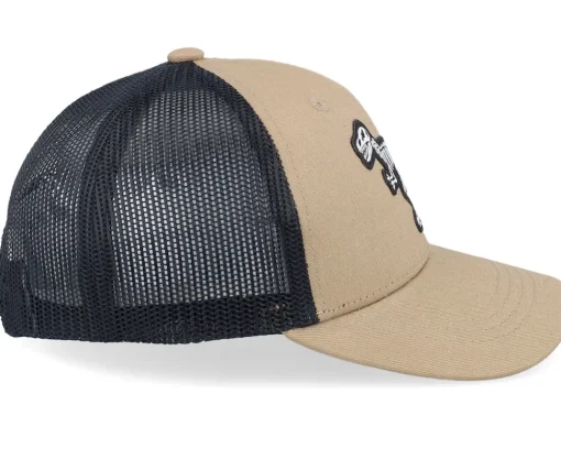 Hot Kiddo Cap Kids T-rex Sceleton Patch Brown/Black Trucker -