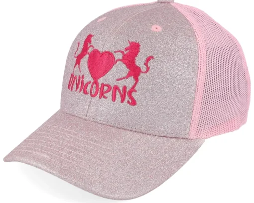 Trucker-Unicorns Kids Heart Glitter/ Trucker - Pink