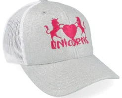 Clearance Unicorns Kids Heart Silver Glitter/White Trucker - Grey