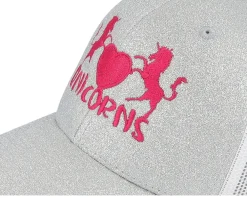 Clearance Unicorns Kids Heart Silver Glitter/White Trucker - Grey