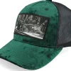 Trucker | Velvet Caps-Iconic Kids Youth Cabriolet Party Velvet /Black - Green