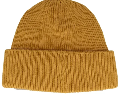 Cuff Beanies-Seeberger Knit Beanie With Turn-up Bronze Cuff - Yellow