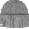Knitted Beanies-Seeberger Knit Beanie With Turn-up Smoke Gray Cuff - Grey