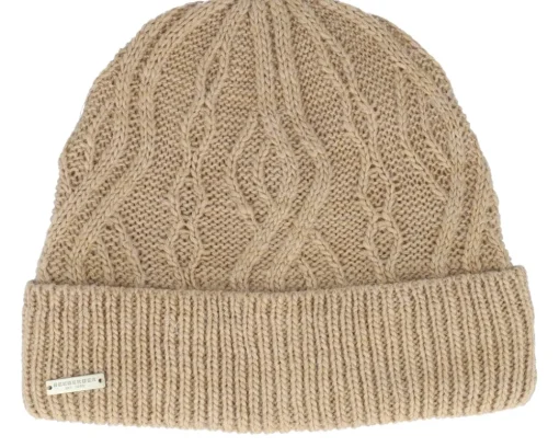 Online Seeberger Knitted Beanie Beige Cuff -