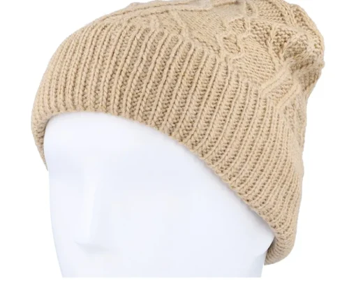 Online Seeberger Knitted Beanie Beige Cuff -
